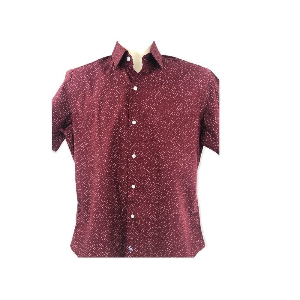 Tailorbyrd short sleeve burgundy button up shirt